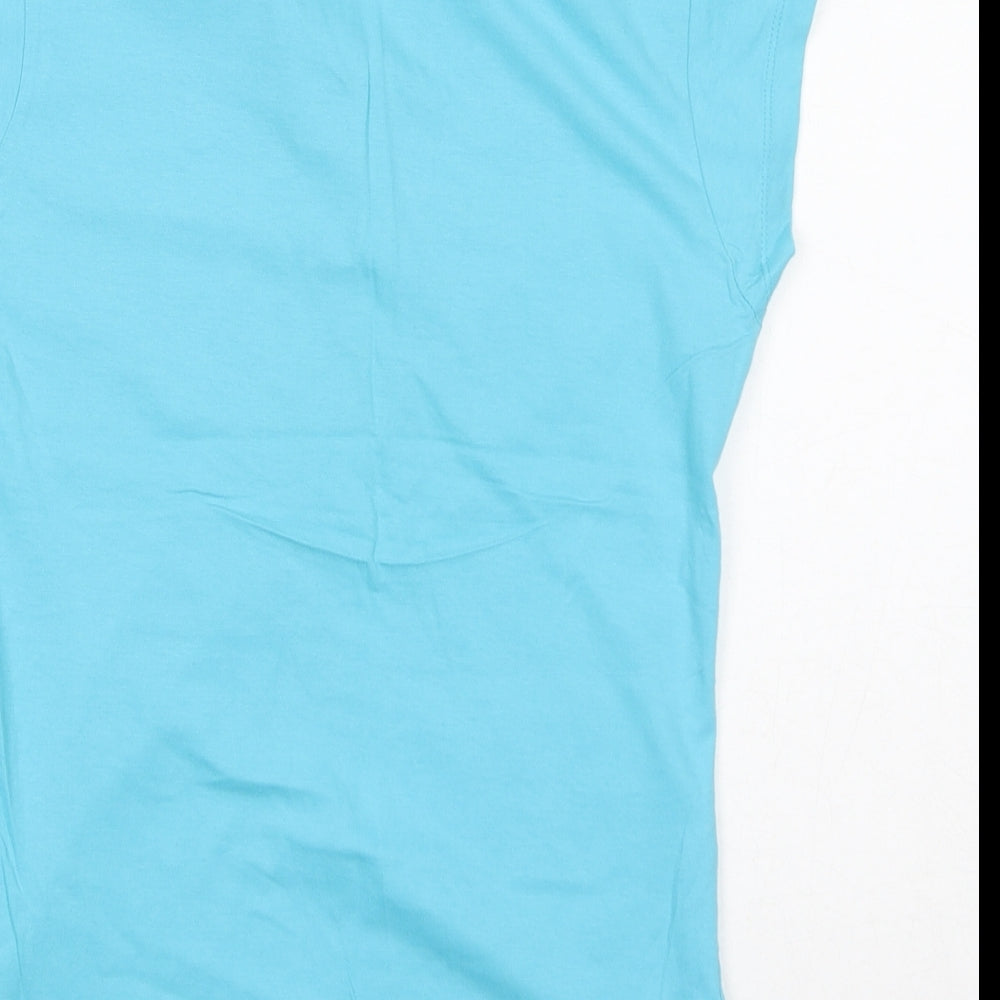 INSIDE Womens Blue 100% Cotton Basic T-Shirt Size L Collared