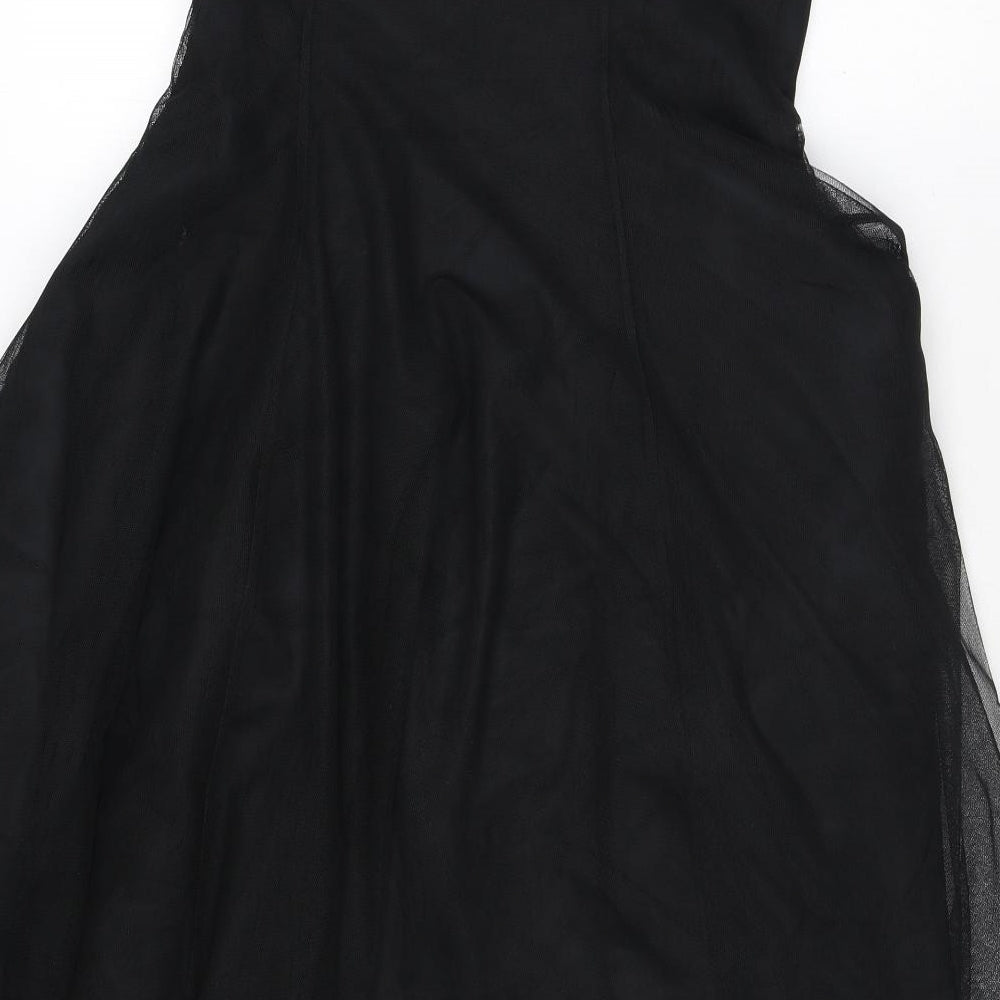 Coast Womens Black Geometric Polyester Fit & Flare Size 10 Off the Shoulder Zip - Sequins