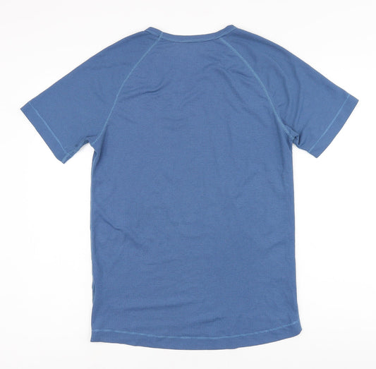 Odlo Womens Blue Polyester Pullover T-Shirt Size L Round Neck Pullover