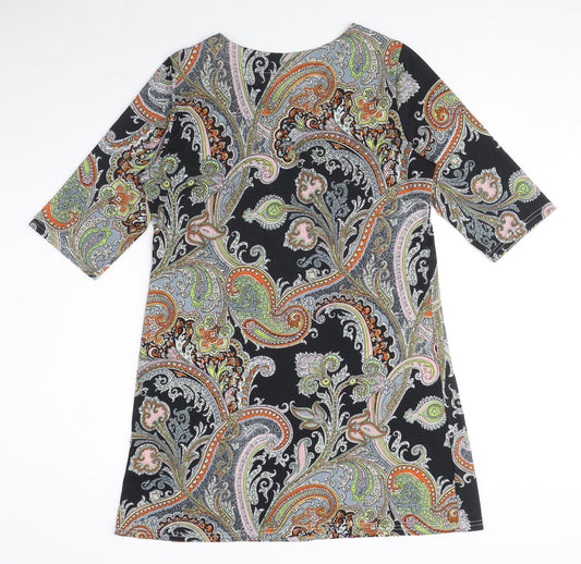 Vciuimi Womens Multicoloured Paisley Polyester T-Shirt Dress Size M Round Neck Pullover