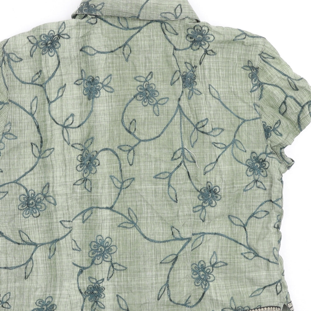 River Island Boys Green 100% Cotton Basic Button-Up Size XL Collared Button