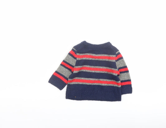 Gapo Boys Blue Striped Cotton Pullover Jumper Size 3-6 Months Pullover