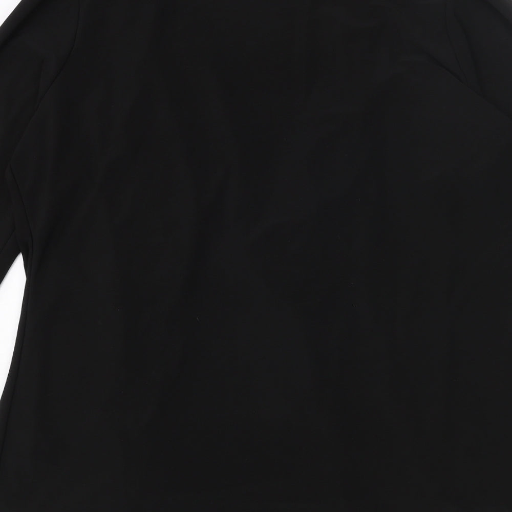 Nicole Womens Black Polyester Kimono Blouse Size L V-Neck - Lace Collar