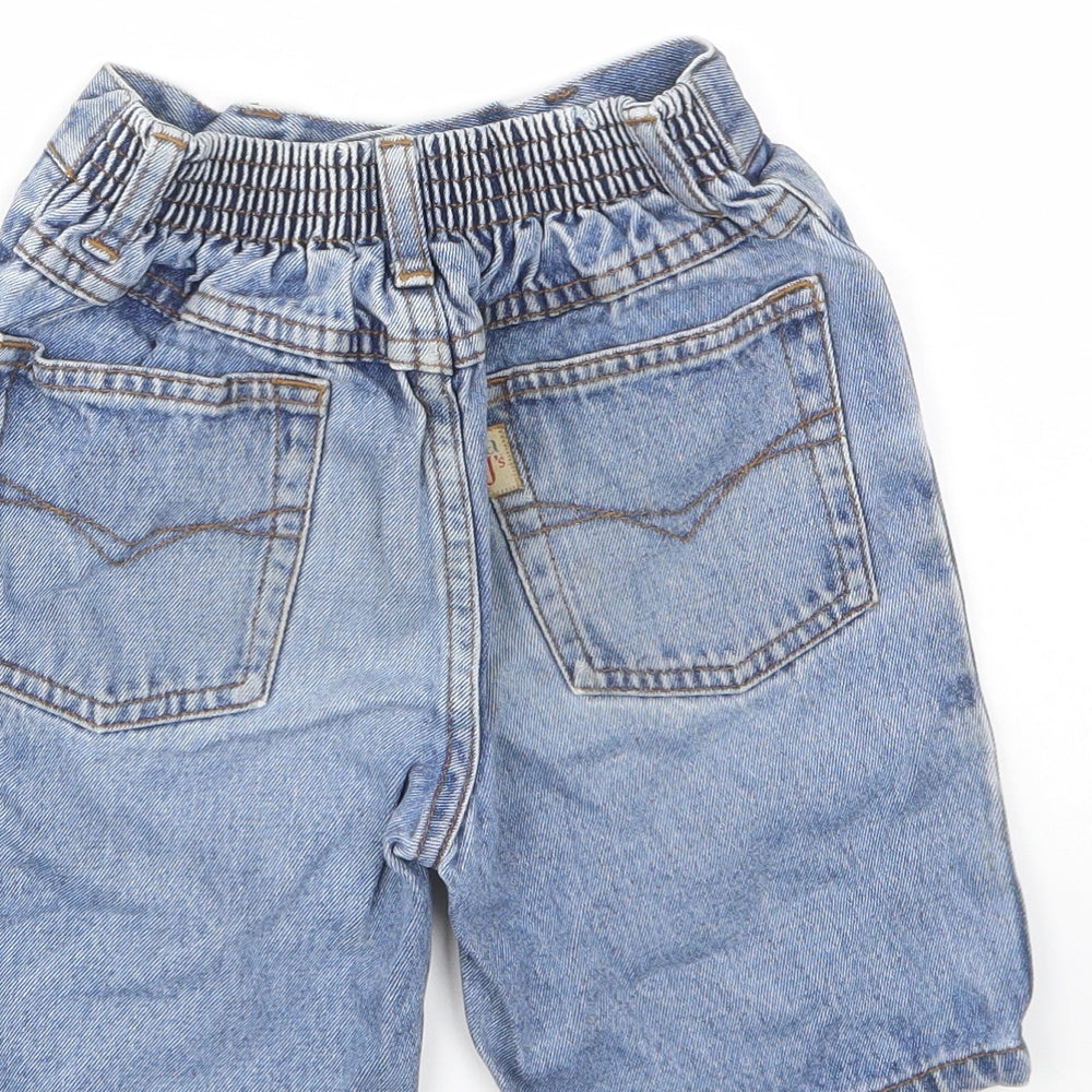 Adams Boys Blue Cotton Bermuda Shorts Size 6 Years L6 in Regular Zip - Pockets, Belt Loops, Elastic waist