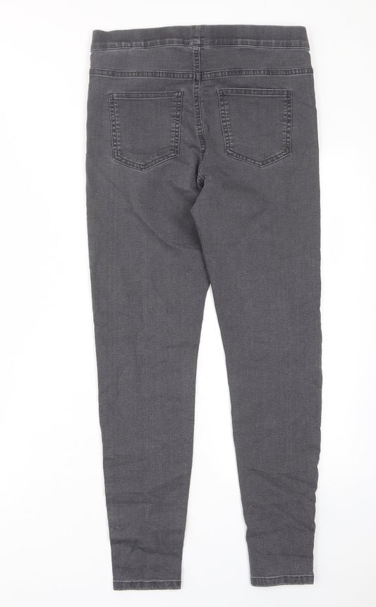 Marks and Spencer Womens Grey Cotton Skinny Jeans Size 10 L27 in Regular - Elastic waist