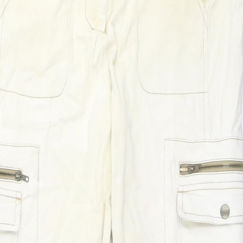 V'cocca Womens Ivory Cotton Straight Jeans Size 32 in L26 in Regular Zip