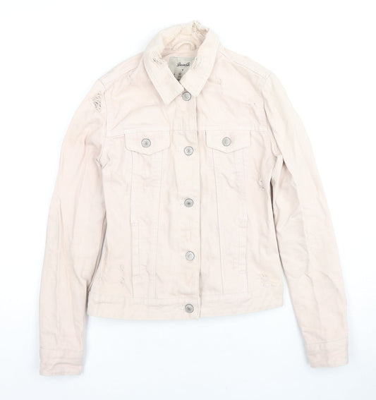 Additional front view of Denim & Co. women’s beige jacket, size UK 4, button