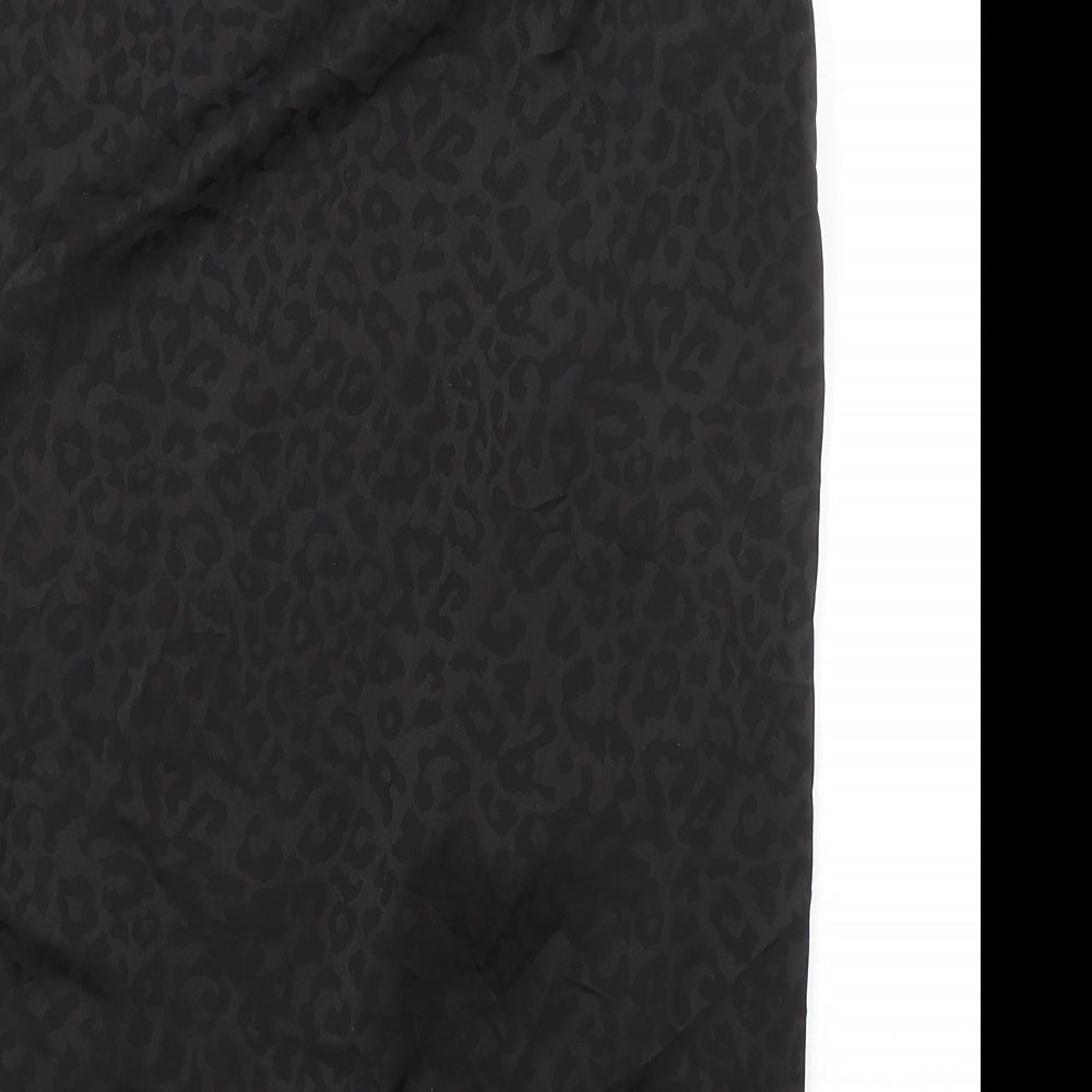 Parallel Lines Womens Black Animal Print Polyester Wrap Skirt Size M Tie