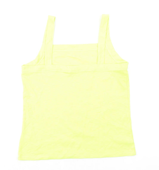 Gap Womens Yellow Cotton Basic Tank Size L Square Neck - Ribbed