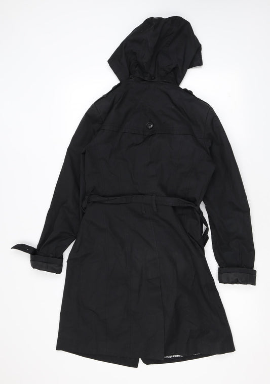 Cole Haan Womens Black Rain Coat Coat Size XS Button