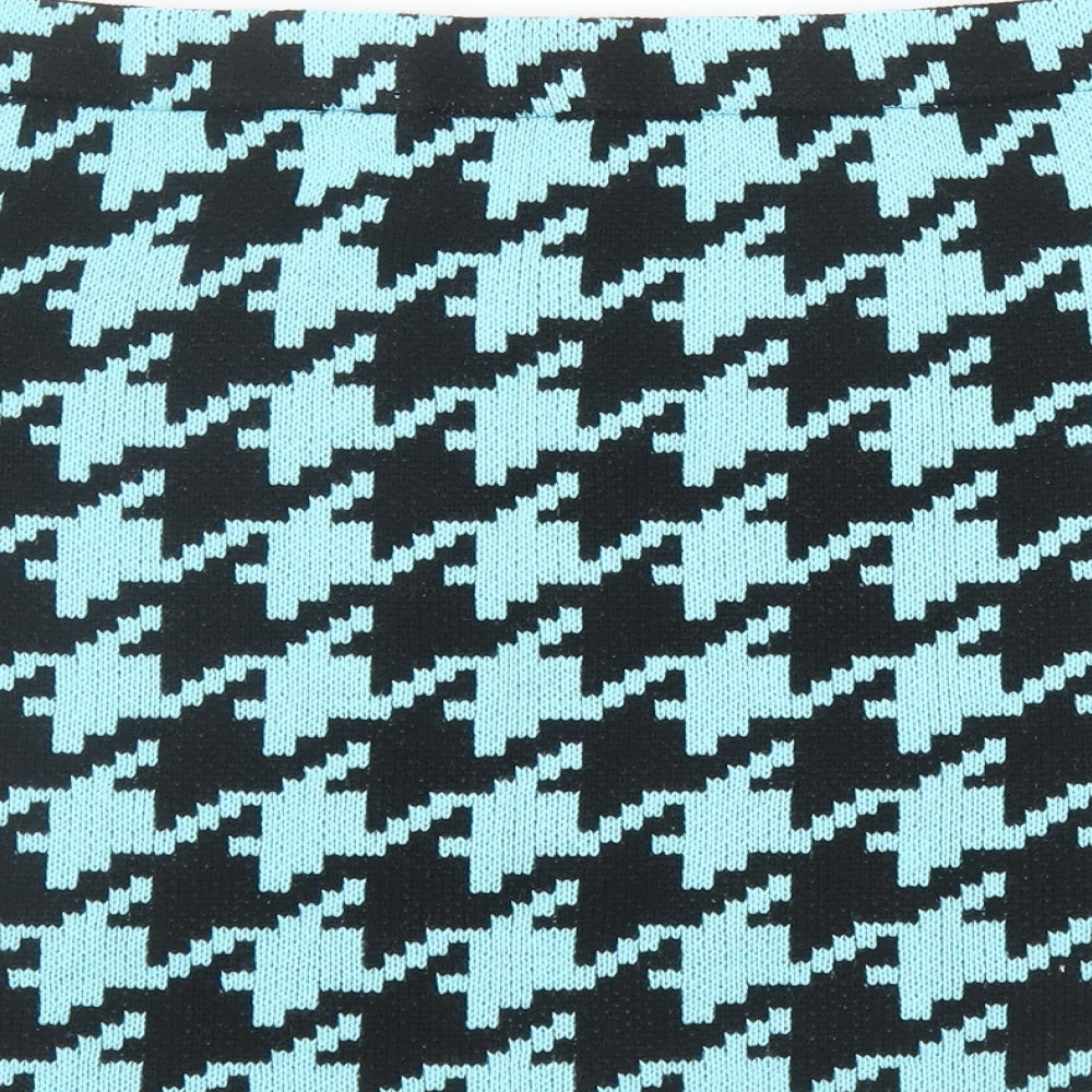 Reclaimed Vintage Womens Black Geometric Acrylic A-Line Skirt Size XL - Houndstooth Pattern