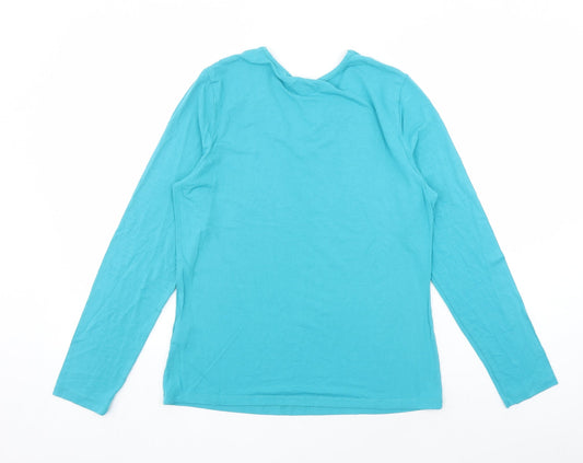Womens UK Size 12 Lebek Blue Viscose T-Shirt