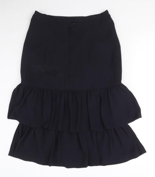 Carre Womens Blue Polyester A-Line Skirt Size 10 Zip - Layered Pockets