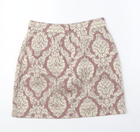 Hallinger Collection Womens Pink Geometric Polyamide A-Line Skirt Size 10 Zip