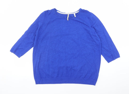 Anthology Womens Blue Round Neck Viscose Pullover Jumper Size 16 - Size 16-18