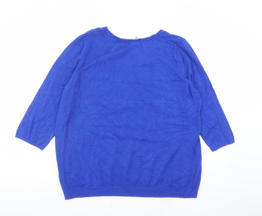 Anthology Womens Blue Round Neck Viscose Pullover Jumper Size 16 - Size 16-18