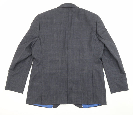 Chester Mens Blue Wool Jacket Suit Jacket Size 46 Regular