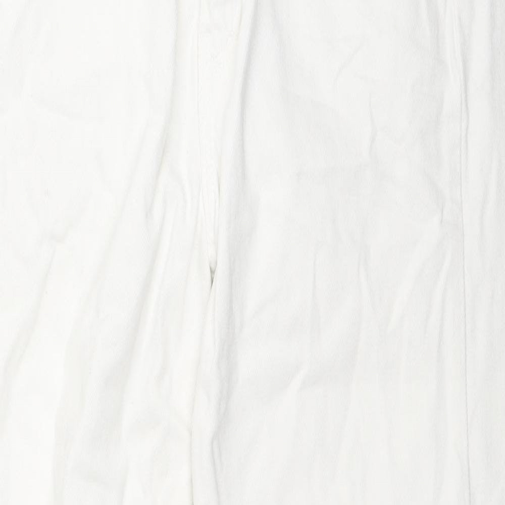 Pull&Bear Womens White Cotton Bootcut Jeans Size 12 L28 in Regular Zip