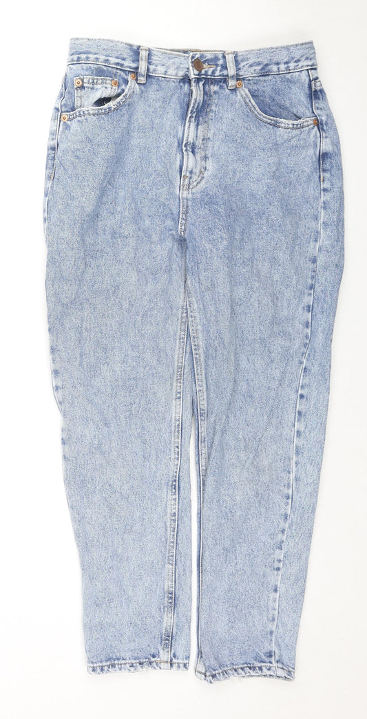 Pull&Bear Womens Blue Cotton Straight Jeans Size 10 L24 in Regular Zip
