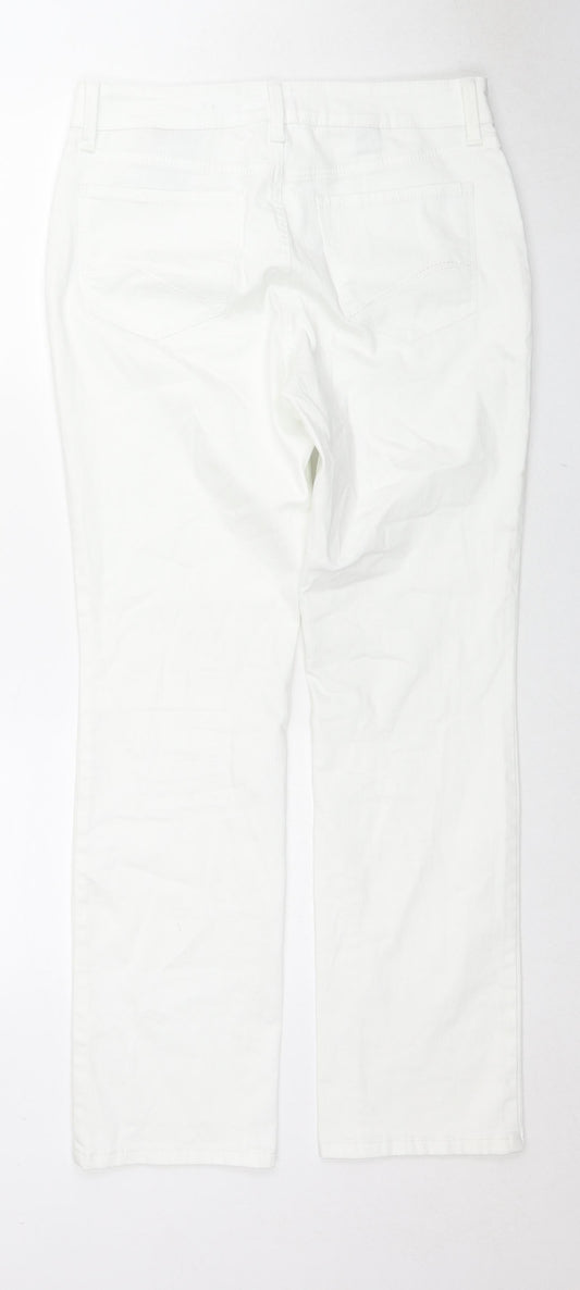 NDYJ Womens White Cotton Skinny Jeans Size 12 L30 in Regular Zip