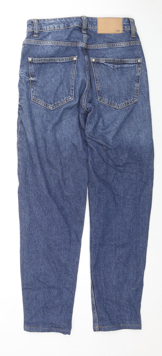 Zara Womens Blue Cotton Straight Jeans Size 36 in L26 in Regular Zip