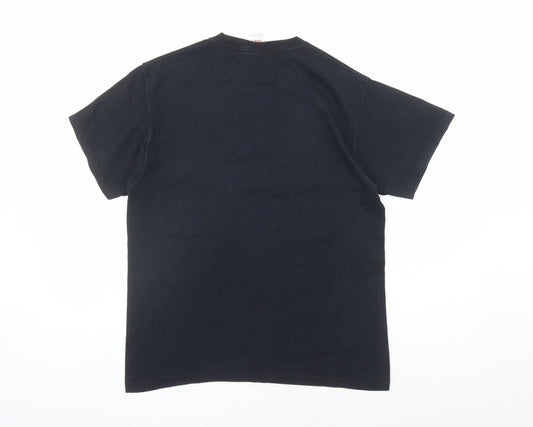 Fruit of the Loom Mens Black Cotton T-Shirt Size M Crew Neck - Mahones