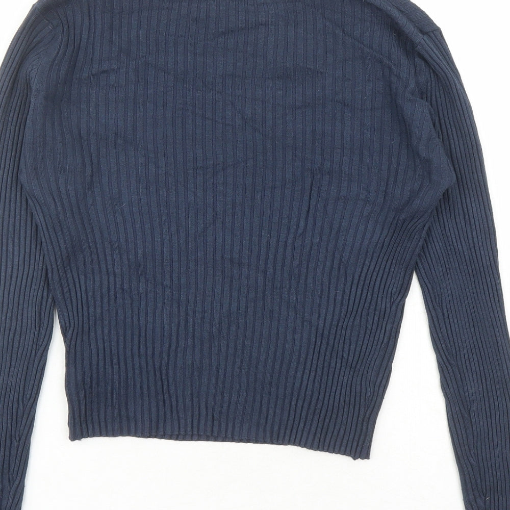 Threadbare Womens Blue Viscose Cropped T-Shirt Size 12 Square Neck