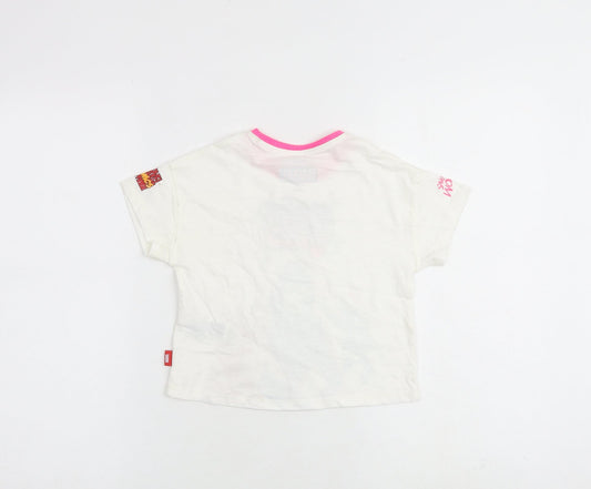 Marks and Spencer Girls White Cotton Basic T-Shirt Size 2-3 Years Round Neck Pullover