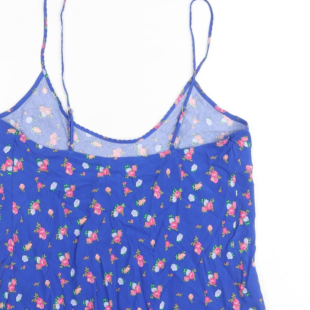 Marks and Spencer Womens Blue Floral Viscose Camisole Tank Size 10 V-Neck