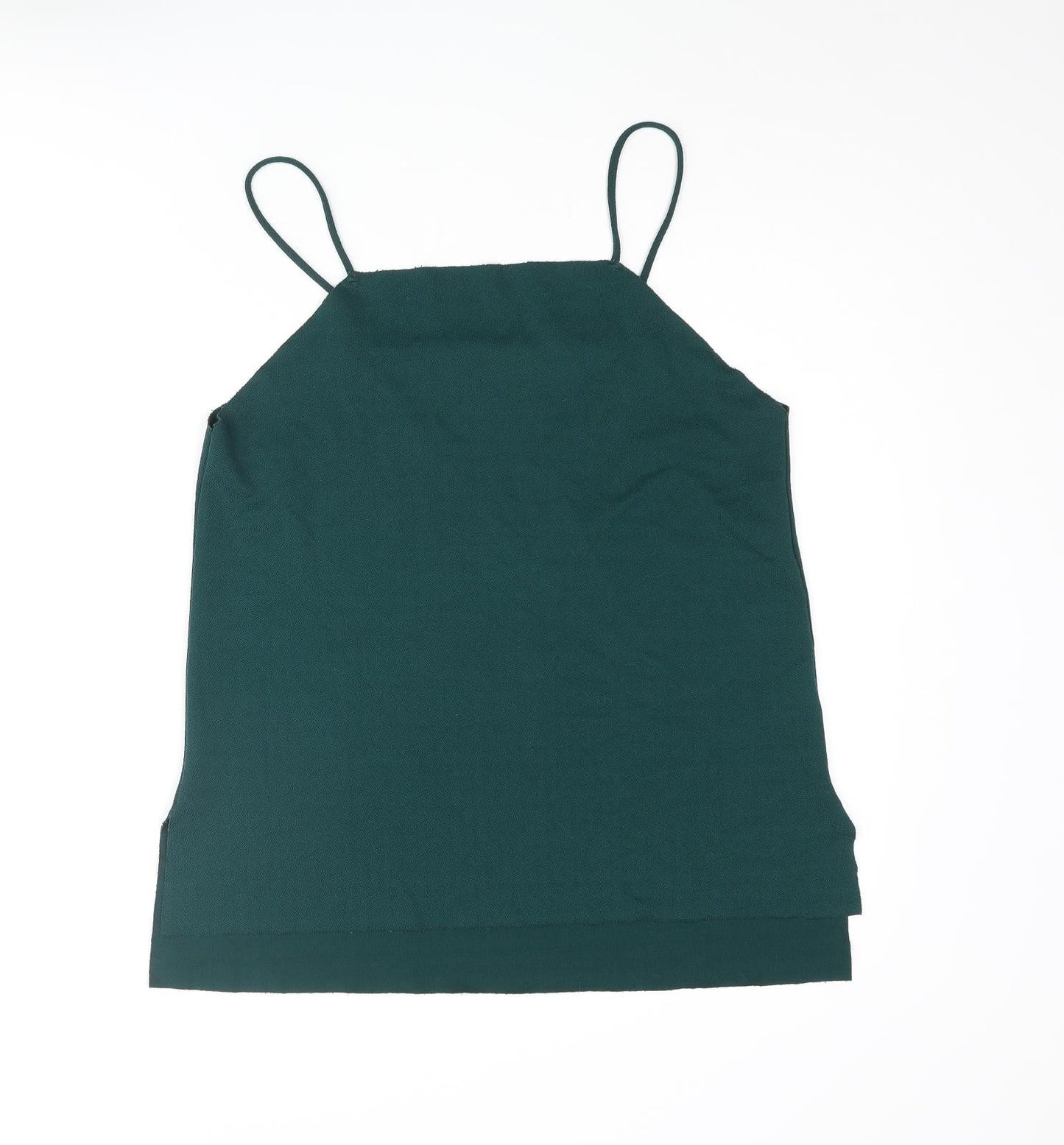 Pull&Bear Womens Green Polyester Camisole Blouse Size L Square Neck - Raw Finish