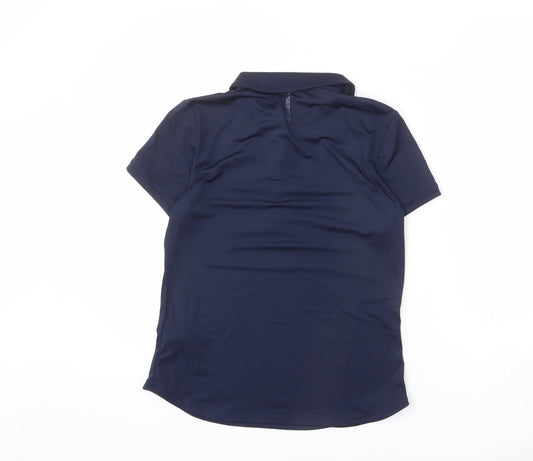 DECATHLON Womens Blue Polyester Basic Polo Size S Collared Button