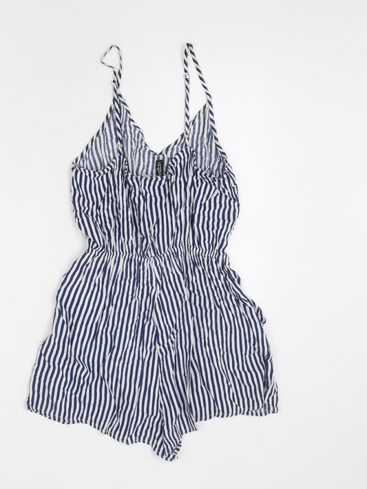 Divided by H&M Womens Blue Striped Viscose Romper One-Piece Size 10 Pullover