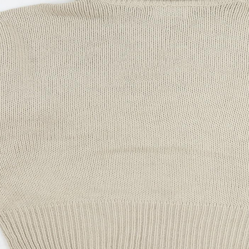 Brand and care label for Only women’s beige roll neck acrylic jumper, size M