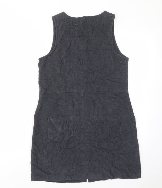 Nomad Womens Blue Cotton Shift Size 8 Scoop Neck Button - Pockets