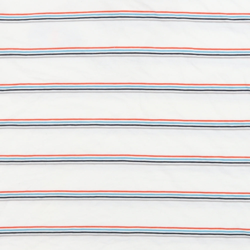 Marks and Spencer Boys White Striped Cotton Basic Polo Size 9-10 Years Collared Button