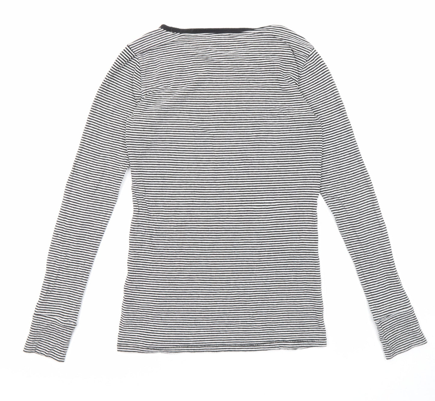 Gap Womens Black Striped Polyester Jersey T-Shirt Size XS Boat Neck