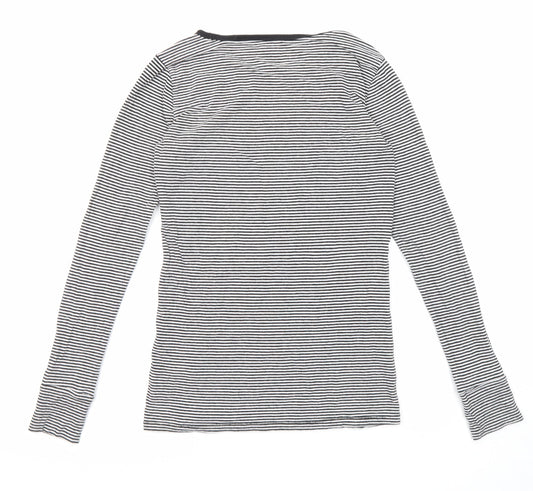 Gap Womens Black Striped Polyester Jersey T-Shirt Size XS Boat Neck
