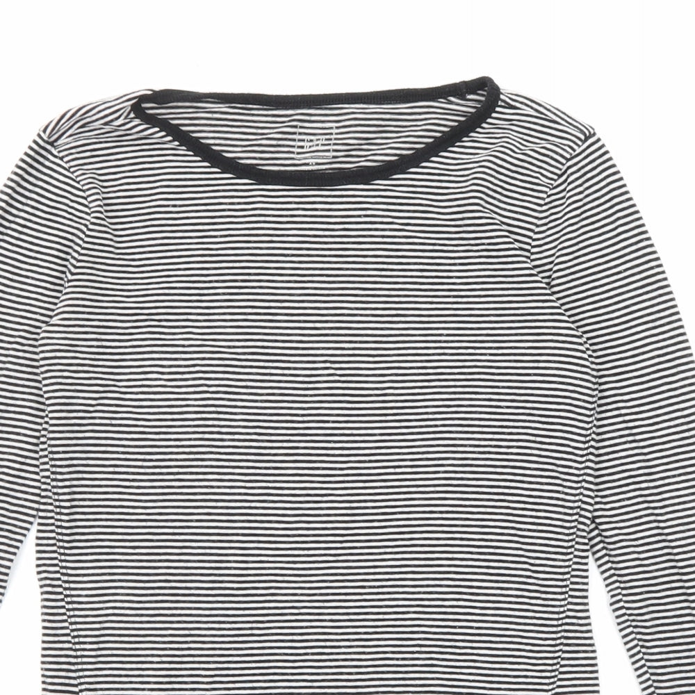 Gap Womens Black Striped Polyester Jersey T-Shirt Size XS Boat Neck