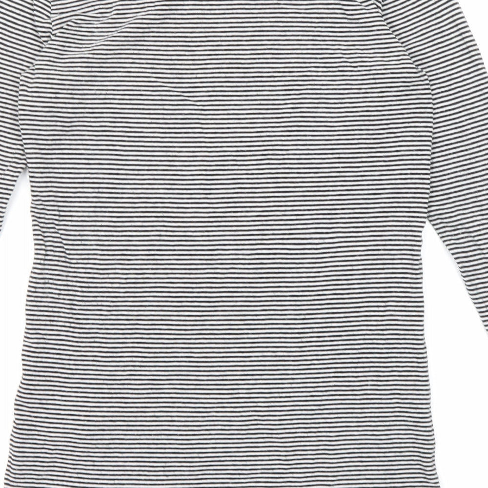 Gap Womens Black Striped Polyester Jersey T-Shirt Size XS Boat Neck