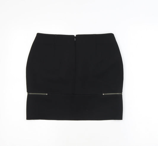 & Other Stories Womens Black Polyester A-Line Skirt Size 8 Zip