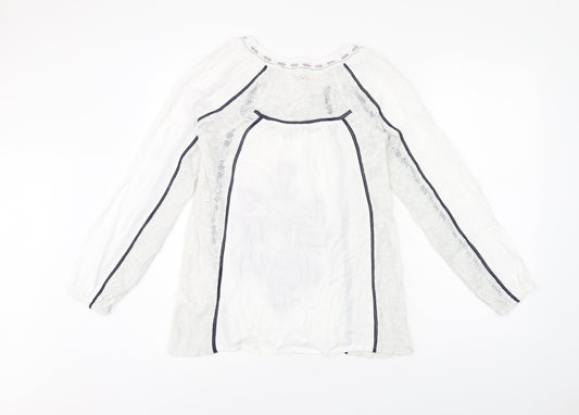 Womens UK Size 12 Palmer Heritage White Viscose Blouse