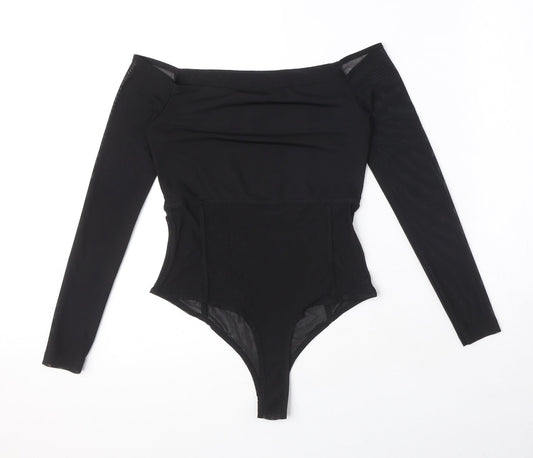 ASOS Womens Black Polyester Bodysuit One-Piece Size 10 Snap - Cut Out Detail