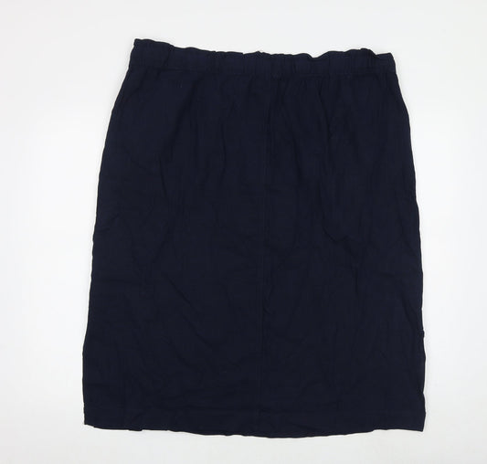 Marks and Spencer Womens Blue Flax A-Line Skirt Size 22 Tie