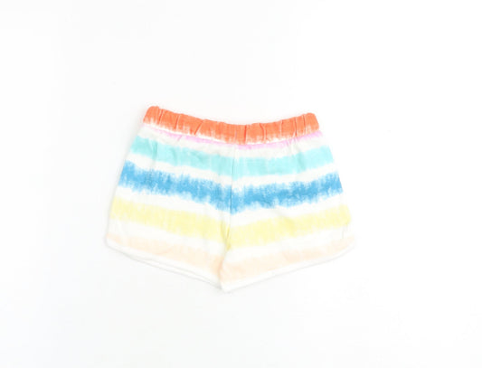 Marks and Spencer Girls Multicoloured 100% Cotton Sweat Shorts Size 4-5 Years Regular Tie