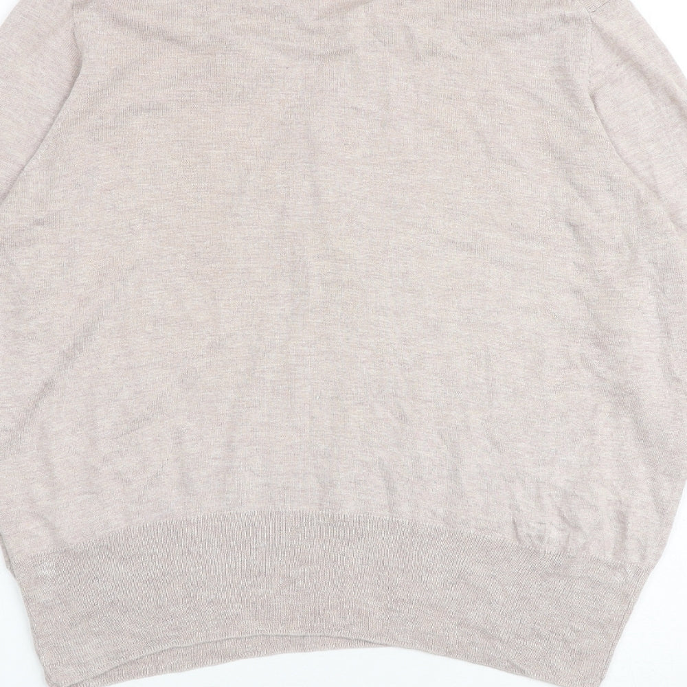 Poetry Womens Beige Collared Silk Pullover Jumper Size 14