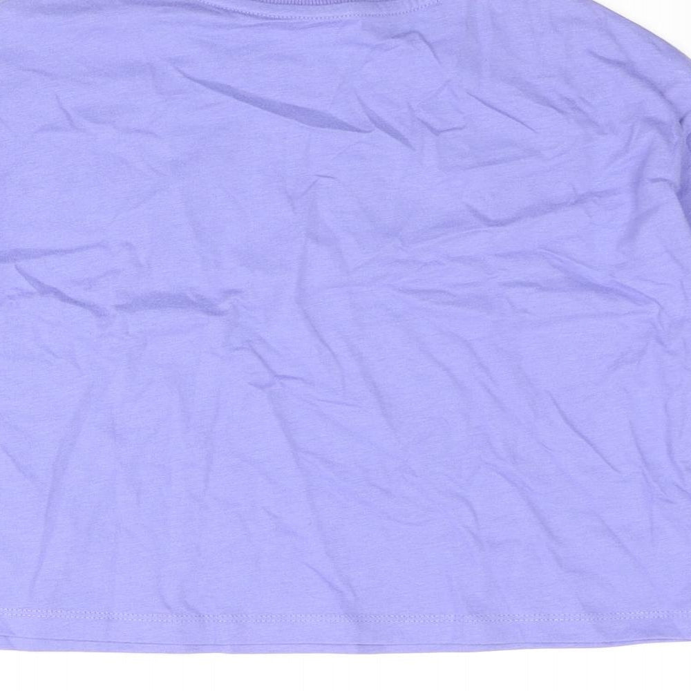 Brand and care label for Marks & Spencer girls’ purple cotton cropped t-shirt, years crew neck pullover - peace love