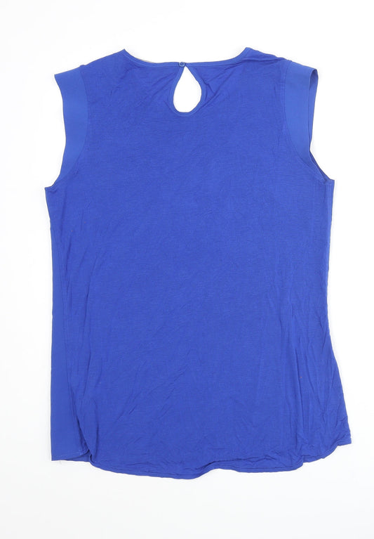 French Connection Womens Blue Striped Polyester Camisole Blouse Size S Round Neck