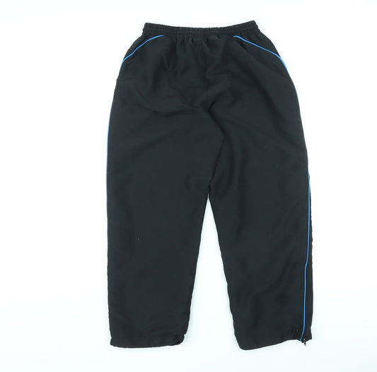 PB Sport Boys Black Polyester Jogger Trousers Size 11-12 Years L24 in Regular Pullover - Adjustable Waist