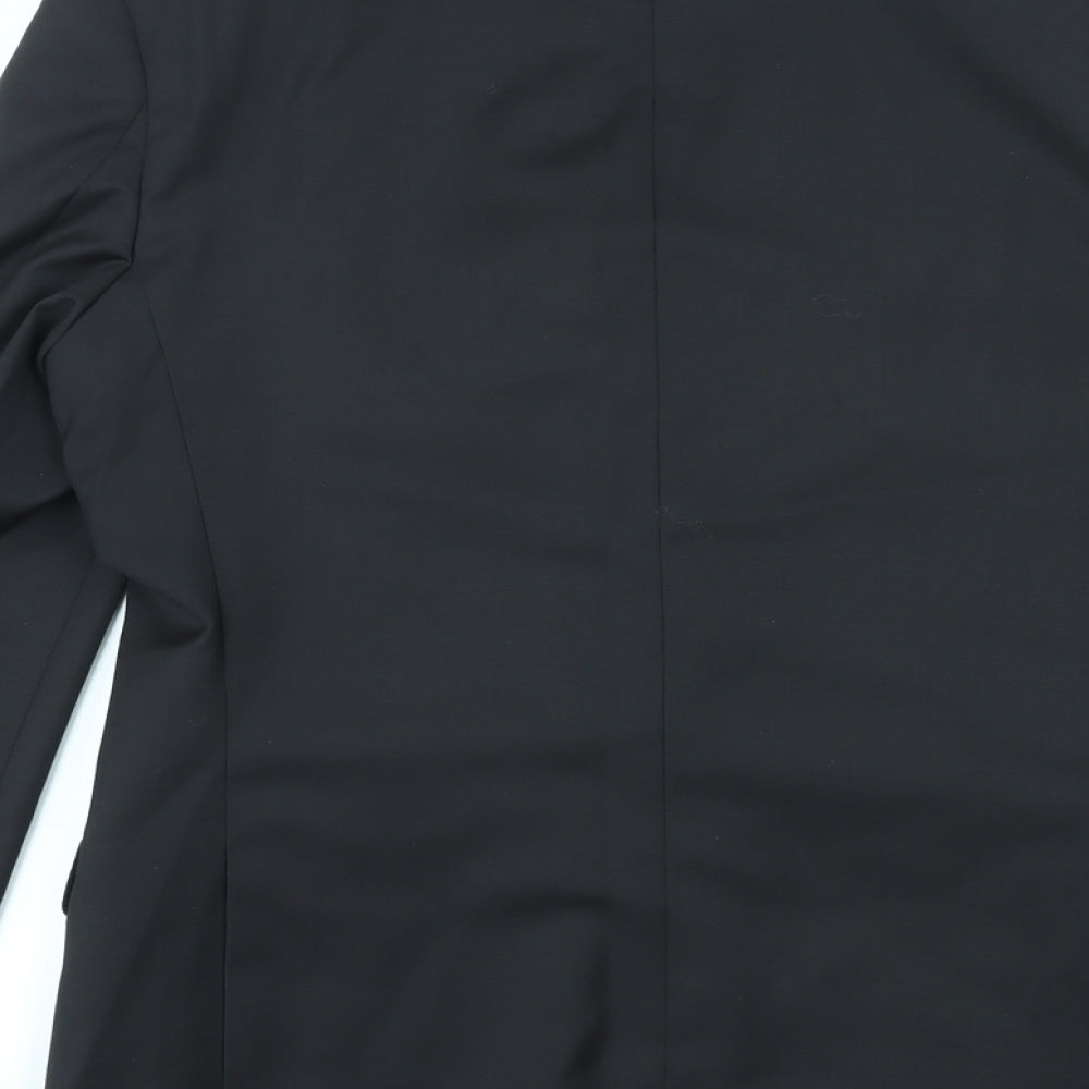 Brand and care label for Autograph men’s black wool jacket blazer, size 38, regular