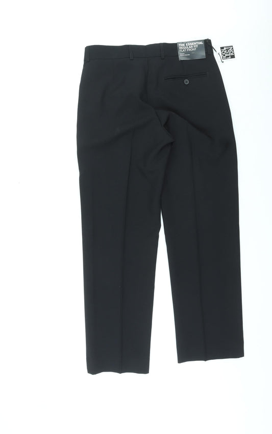 Debenhams Womens Black Polyester Trousers Size 32 in L29 in Regular Zip
